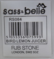 White bird saucer juicer label
