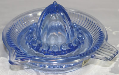 The Big W Chinese blue glass ribbed juicer