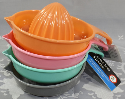 4 colours 'Coles' plastic Lemon Juice Squeezer juicer