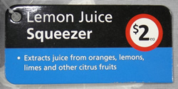 Label 'Coles' plastic Lemon Juice Squeezer juicer