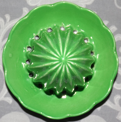 Top view of a green Carlton Ware juicer top