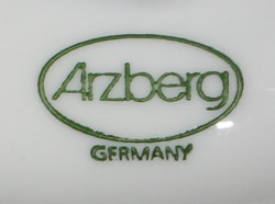 The basemark on an Arzberg white ceramic saucer shape juicer