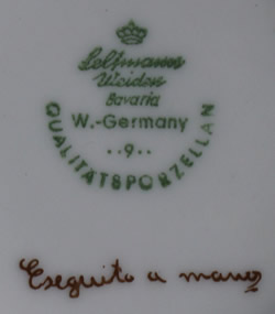 The basemark on a Seltmann Beach scene ceramic juicer