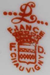 Base mark for children on F.D Chauvigny porcelain juicer