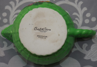 Backstamp on Carlton Ware green fruit basketweave juicer jug