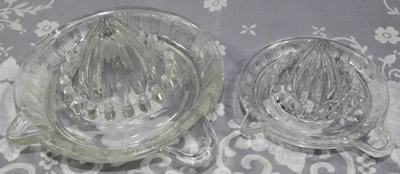 Crown Crystal Glass salesman's model juicer compared with standard sized period juicer