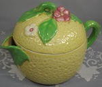 Cream with green leaves, pink and white flowers teapot juicer