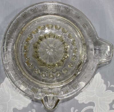 Top view of a Crown Crystal Glass Type 5 flint glass juicer