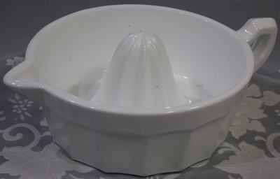 Large Mosser Glass white milk glass juicer
