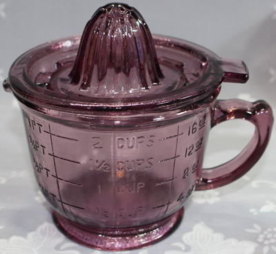 Mauve reproduction 2 piece glass juicer
