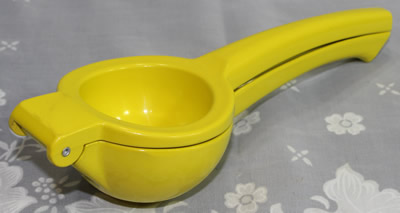 Yellow powder coated aluminium lemon squeezer