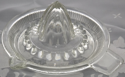 British Made closely ribbed clear glass juicer
